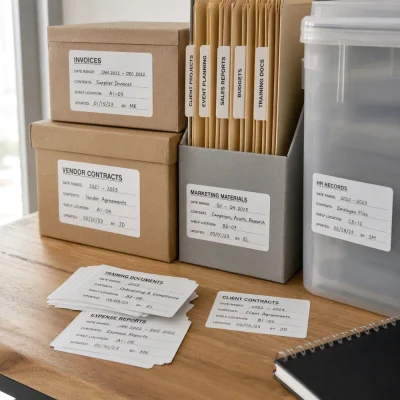 white paper labels for document file