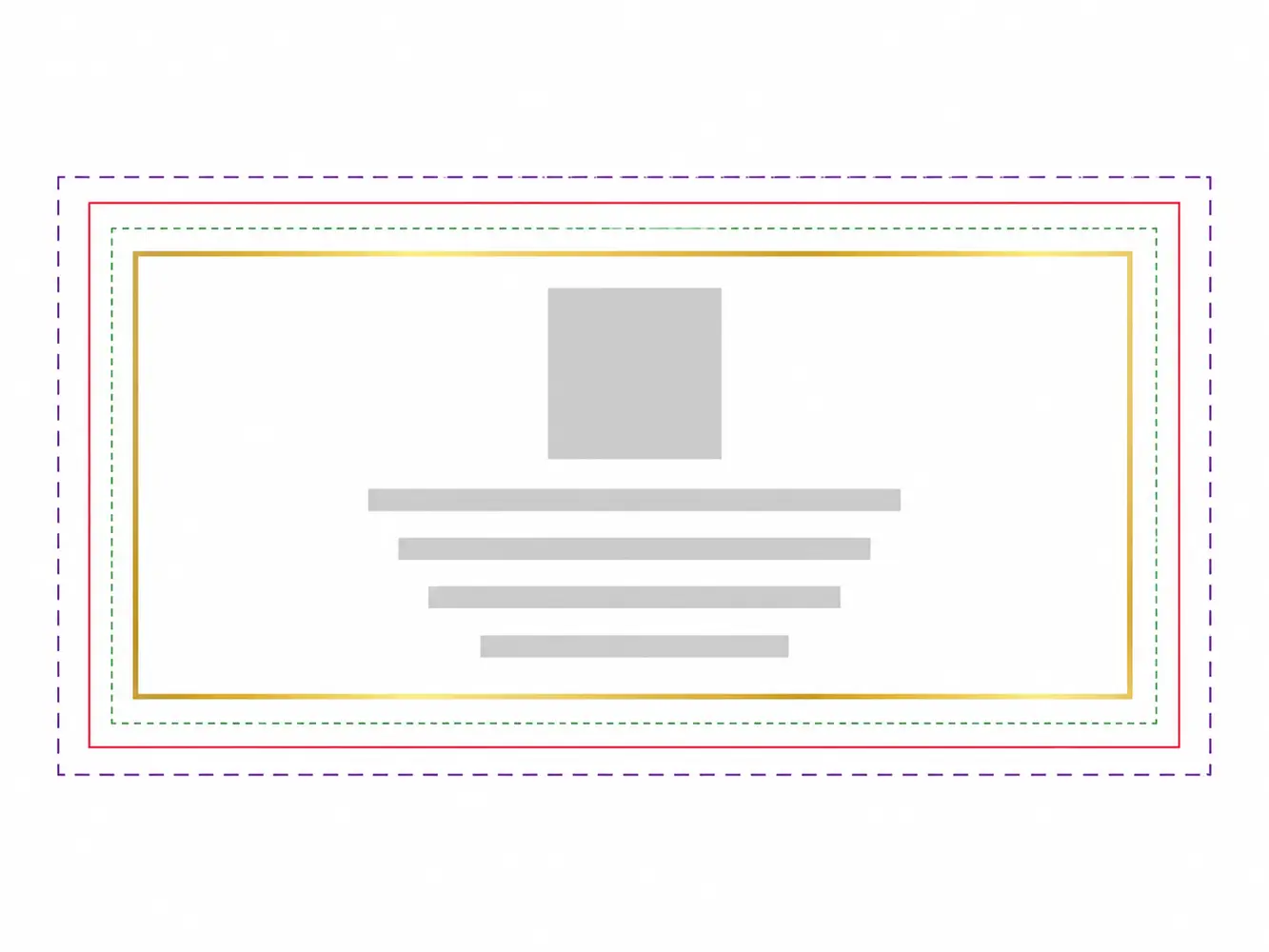 Foil label proof diagram showing bleed trim line safe zone and foil border