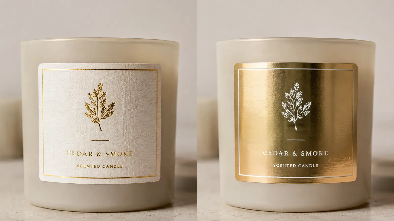 Foil stamped labels vs metallic labels for candle packaging